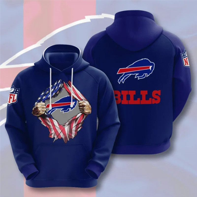 Men's Buffalo Bills Blue NFL 3D Trending T-Shirt Hoodie